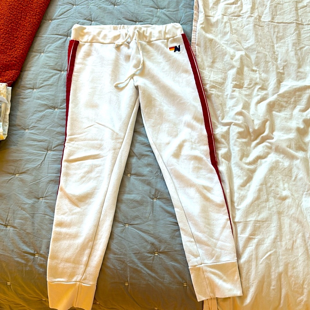Aviator Nation White Sweats w stripes 🌈